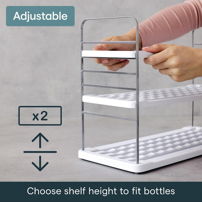 UpSpace Water Bottle and Travel Mug Cabinet Organizer, Adjustable Storage Rack for Kitchen Organization, 3-Shelf