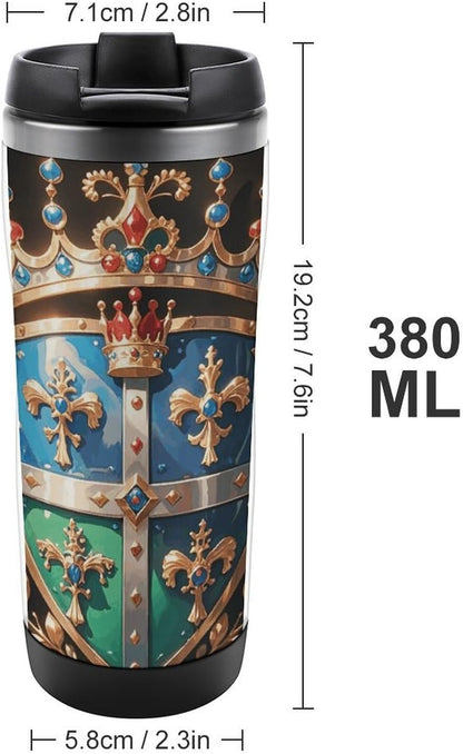 Travel Mug Royal Flower And Crown Tiara Coffee Cup Reusable Insulated Tumbler with Lid Travel Coffee Mug Stainless Steel Insulated Coffee Tumbler for Coffee Tea And Drinks