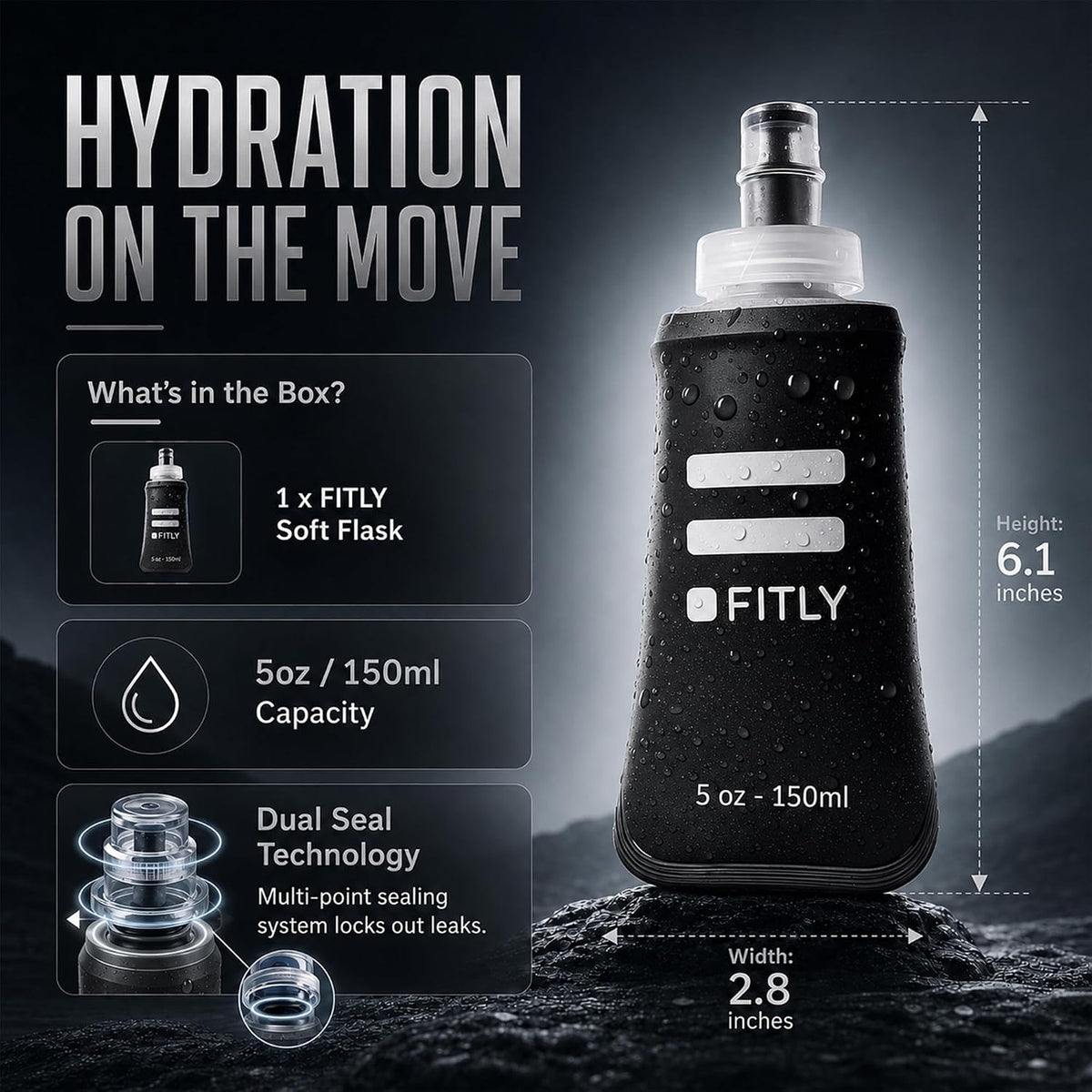 Soft Flask Running Water Bottle - Collapsible Hydration Flask