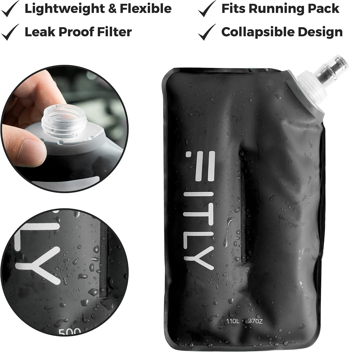 Soft Flask Running Water Bottle - Collapsible Hydration Flask