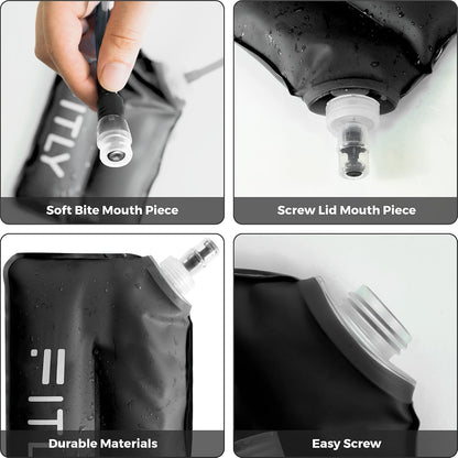 Soft Flask Running Water Bottle - Collapsible Hydration Flask