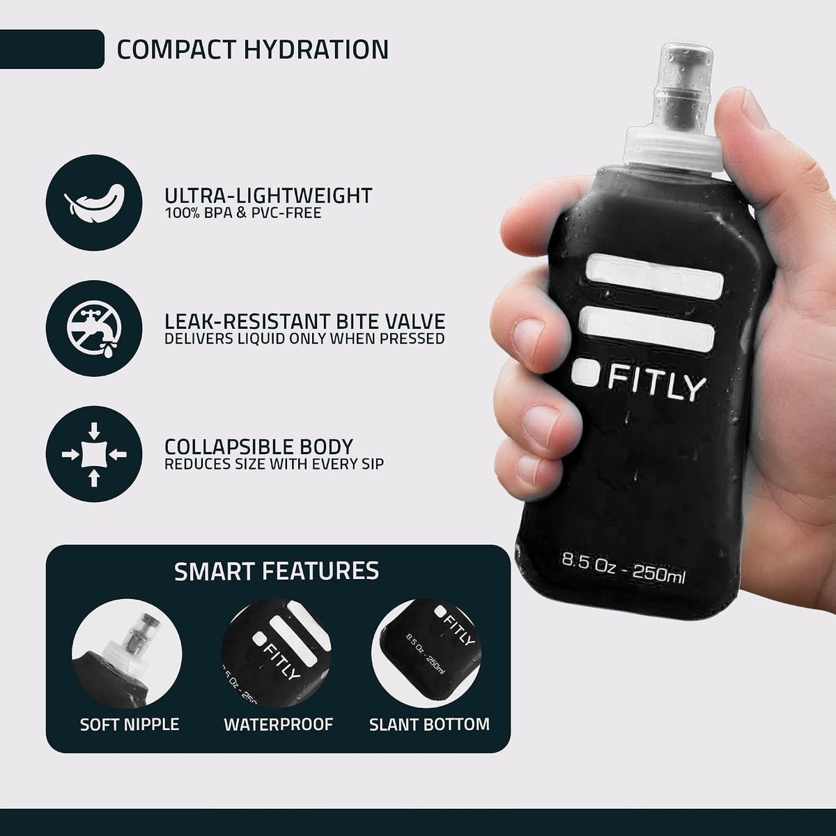 Soft Flask Running Water Bottle - Collapsible Hydration Flask