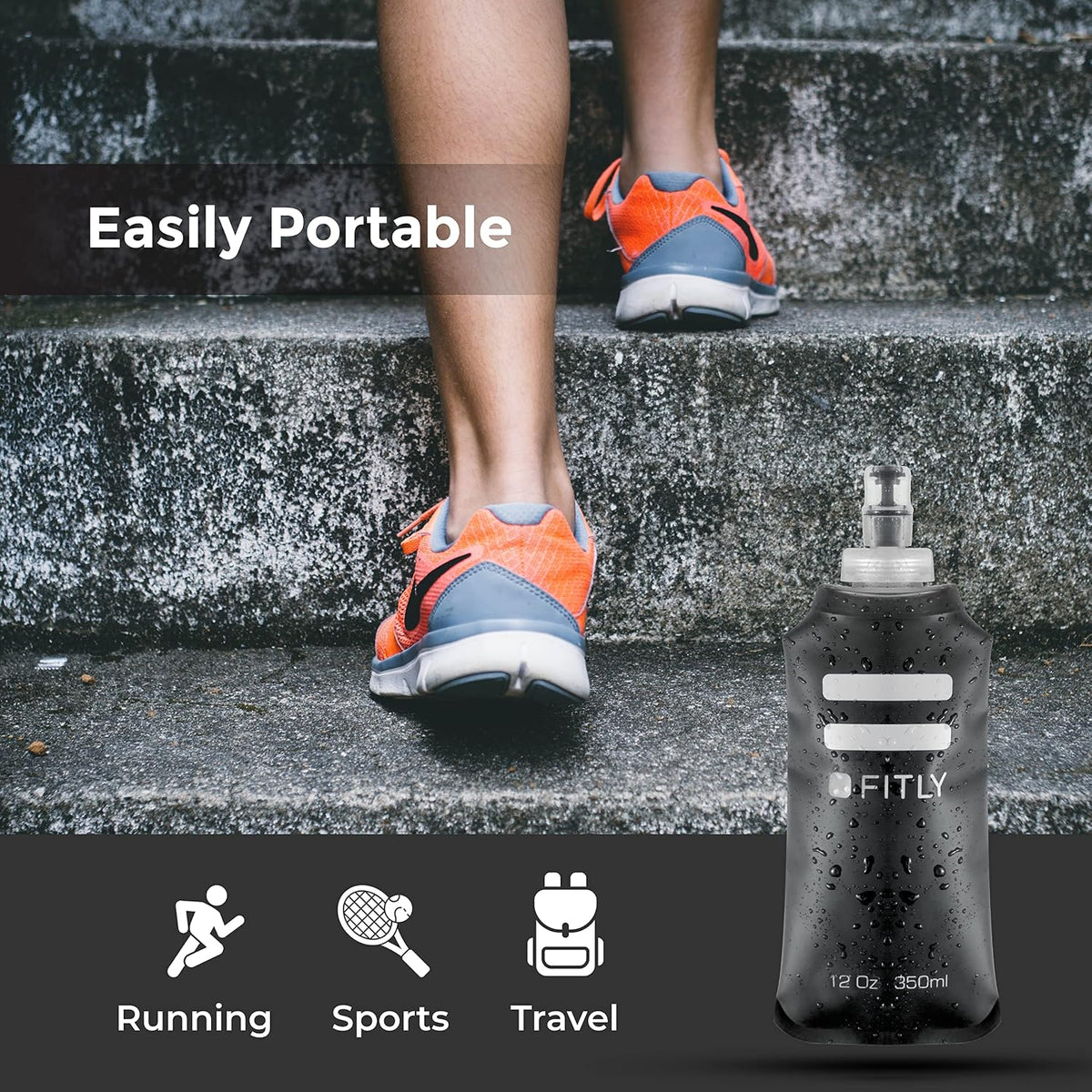 Soft Flask Running Water Bottle - Collapsible Hydration Flask
