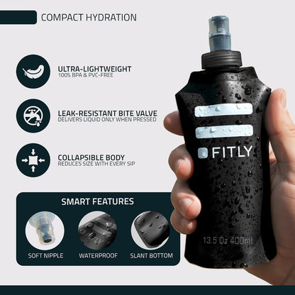 Soft Flask Running Water Bottle - Collapsible Hydration Flask