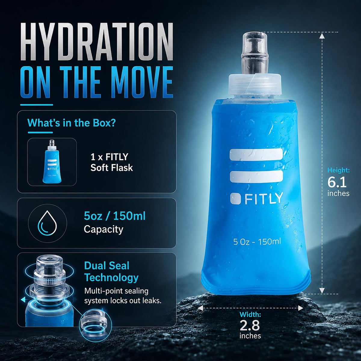 Soft Flask Running Water Bottle - Collapsible Hydration Flask
