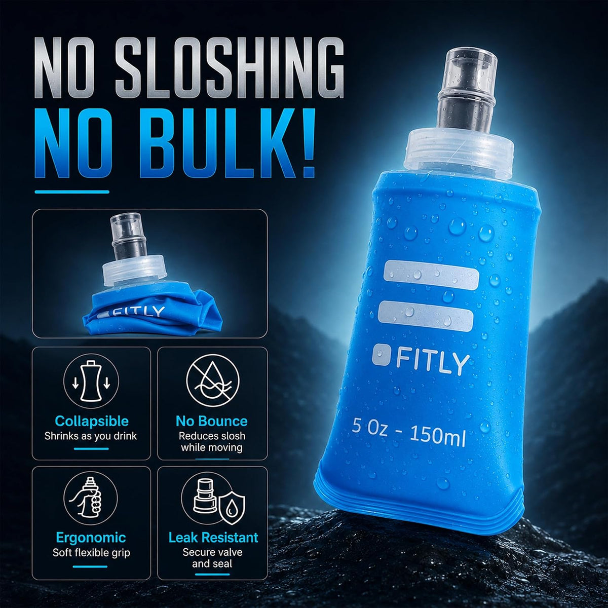 Soft Flask Running Water Bottle - Collapsible Hydration Flask