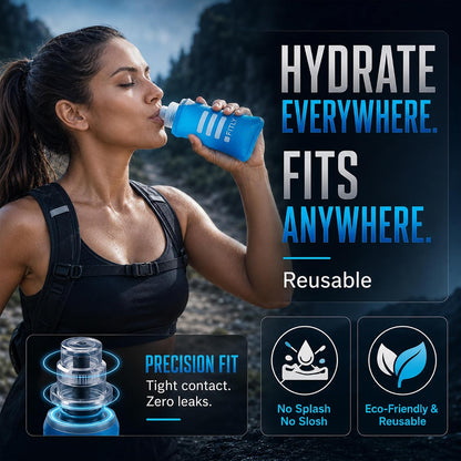 Soft Flask Running Water Bottle - Collapsible Hydration Flask