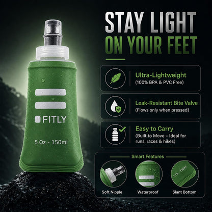 Soft Flask Running Water Bottle - Collapsible Hydration Flask
