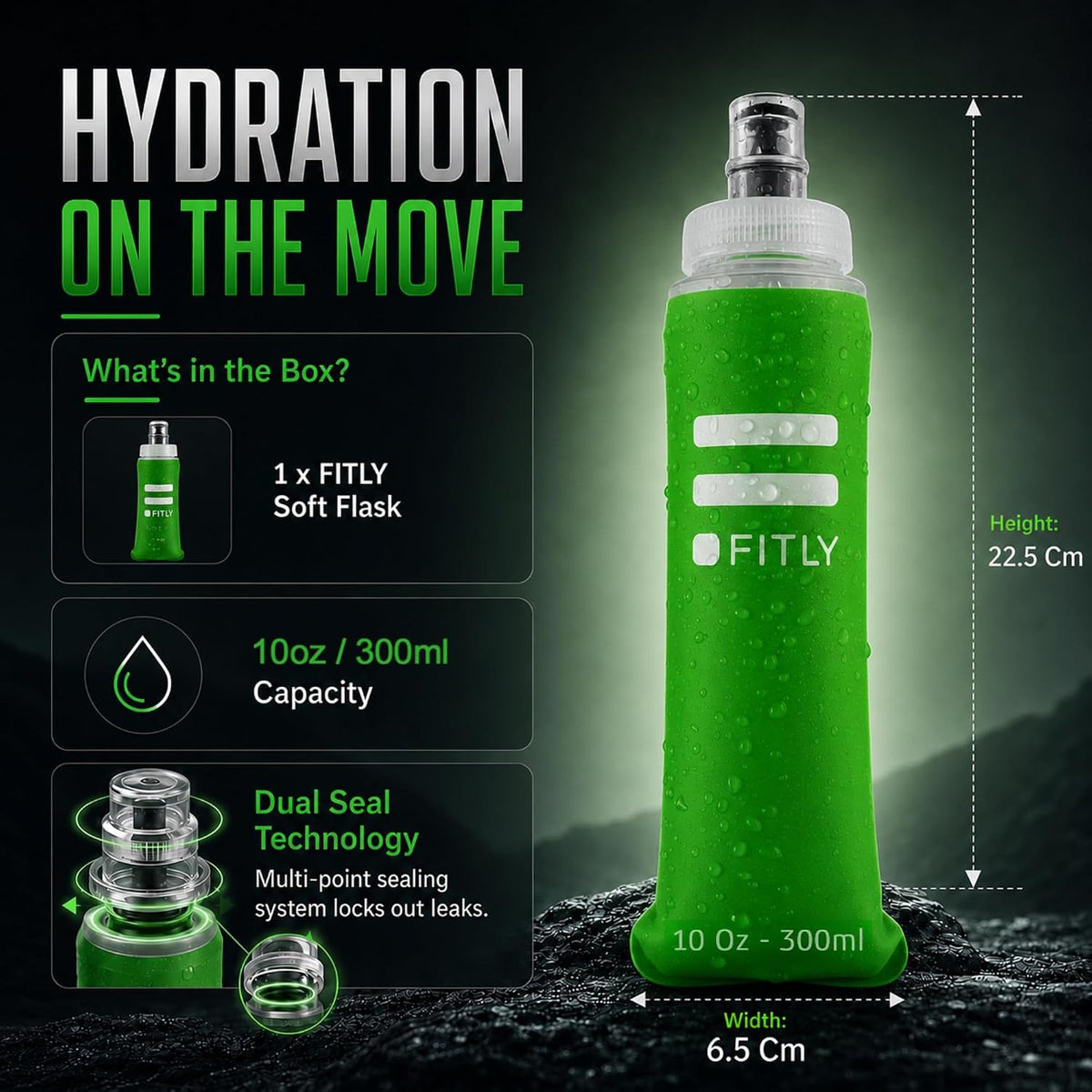 Soft Flask Running Water Bottle - Collapsible Hydration Flask