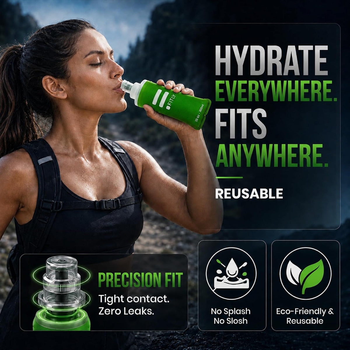 Soft Flask Running Water Bottle - Collapsible Hydration Flask