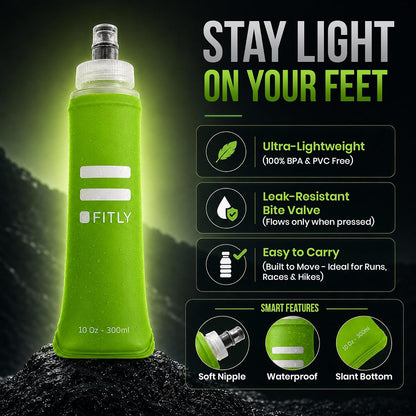 Soft Flask Running Water Bottle - Collapsible Hydration Flask