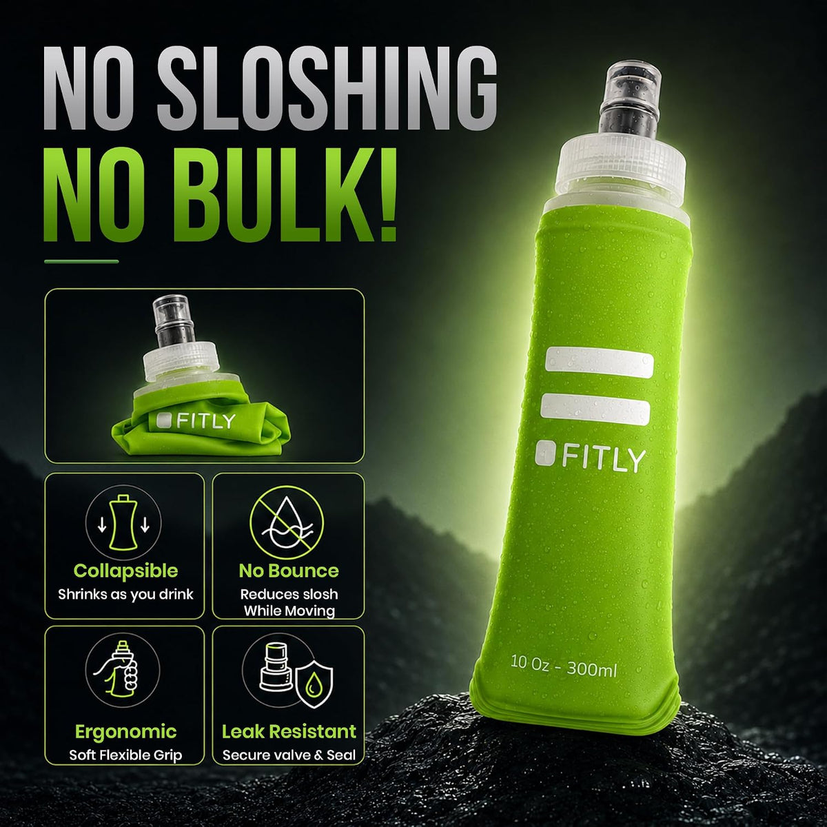 Soft Flask Running Water Bottle - Collapsible Hydration Flask