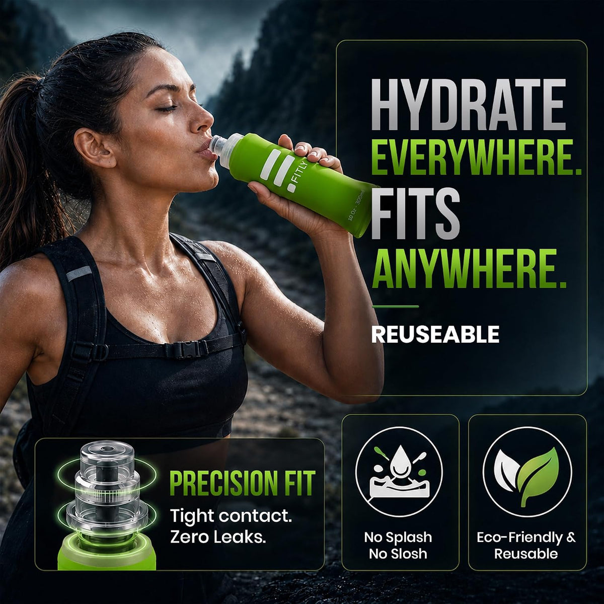 Soft Flask Running Water Bottle - Collapsible Hydration Flask