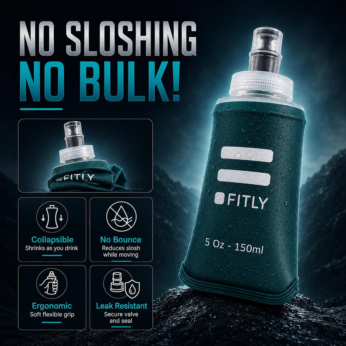 Soft Flask Running Water Bottle - Collapsible Hydration Flask