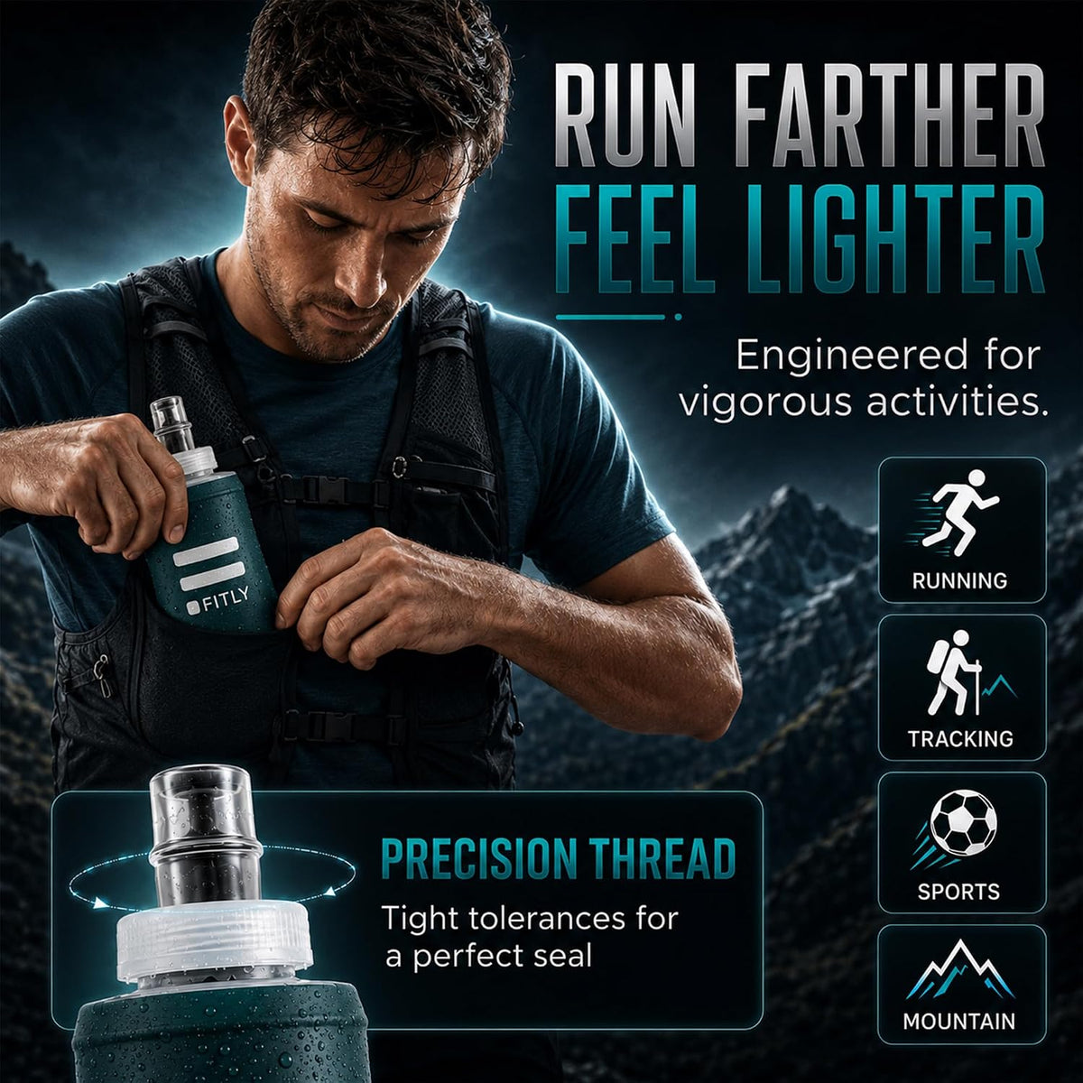 Soft Flask Running Water Bottle - Collapsible Hydration Flask