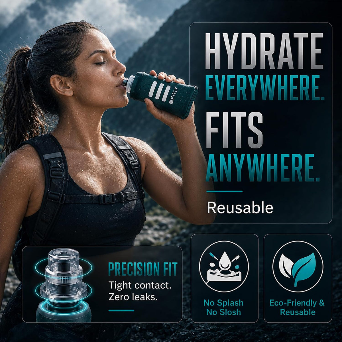 Soft Flask Running Water Bottle - Collapsible Hydration Flask