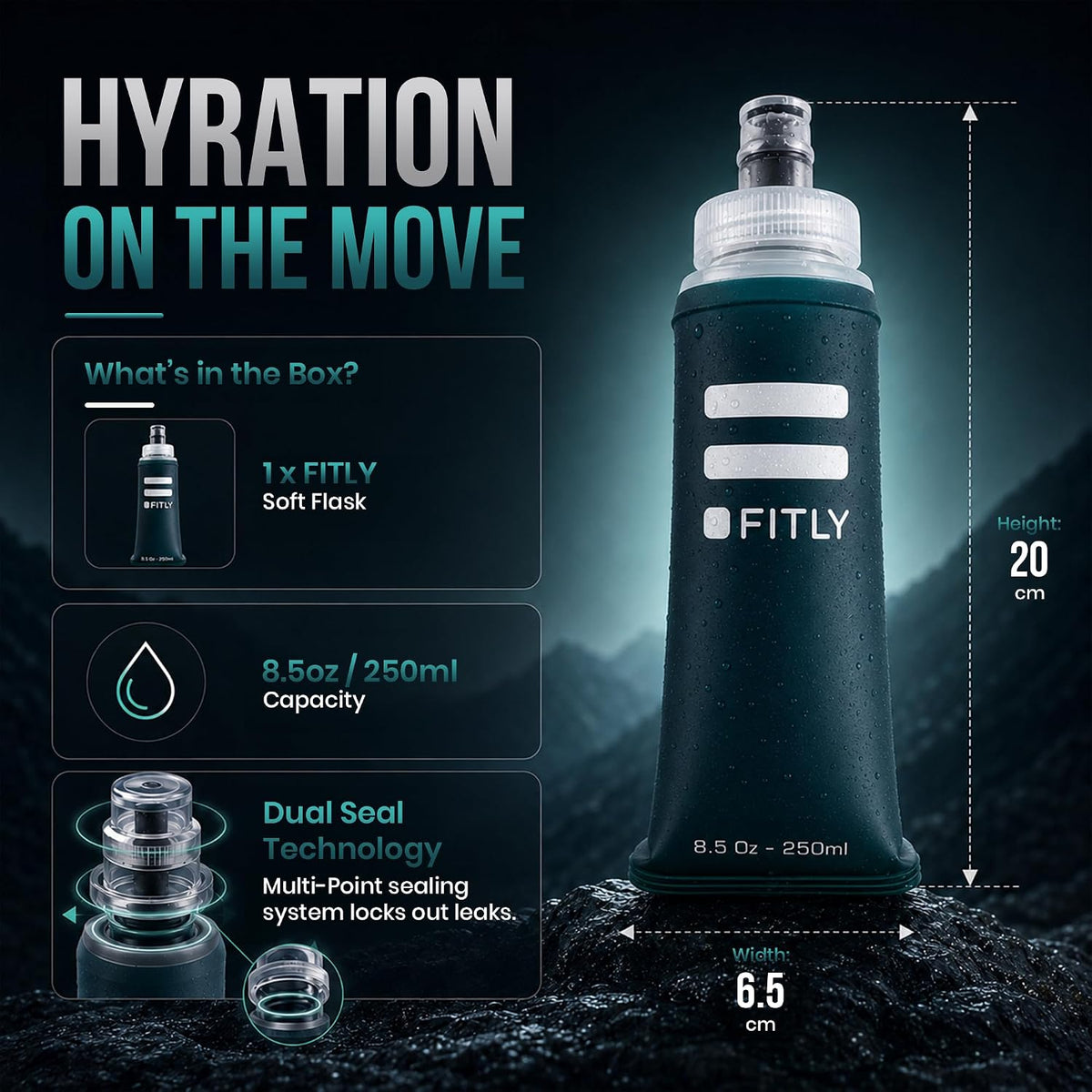 Soft Flask Running Water Bottle - Collapsible Hydration Flask