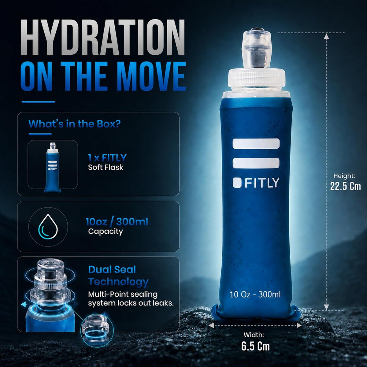 Soft Flask Running Water Bottle - Collapsible Hydration Flask