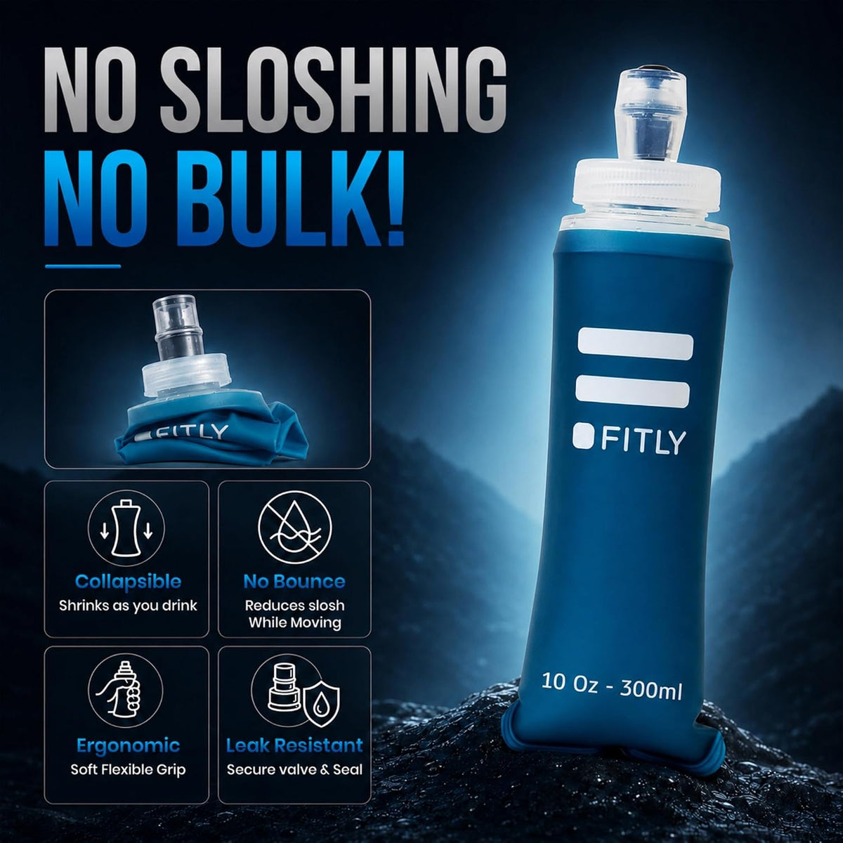 Soft Flask Running Water Bottle - Collapsible Hydration Flask
