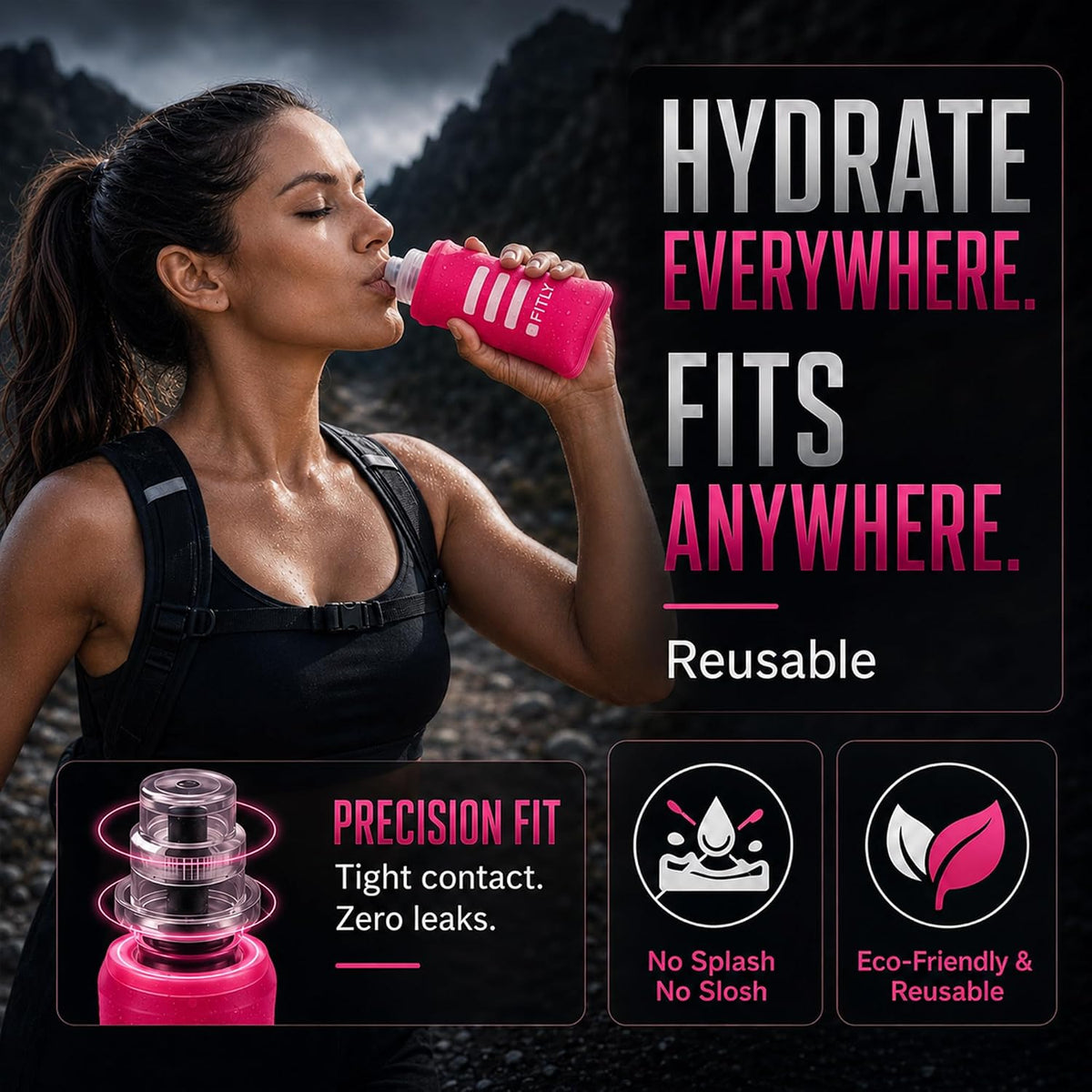 Soft Flask Running Water Bottle - Collapsible Hydration Flask