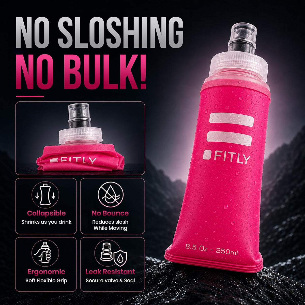 Soft Flask Running Water Bottle - Collapsible Hydration Flask