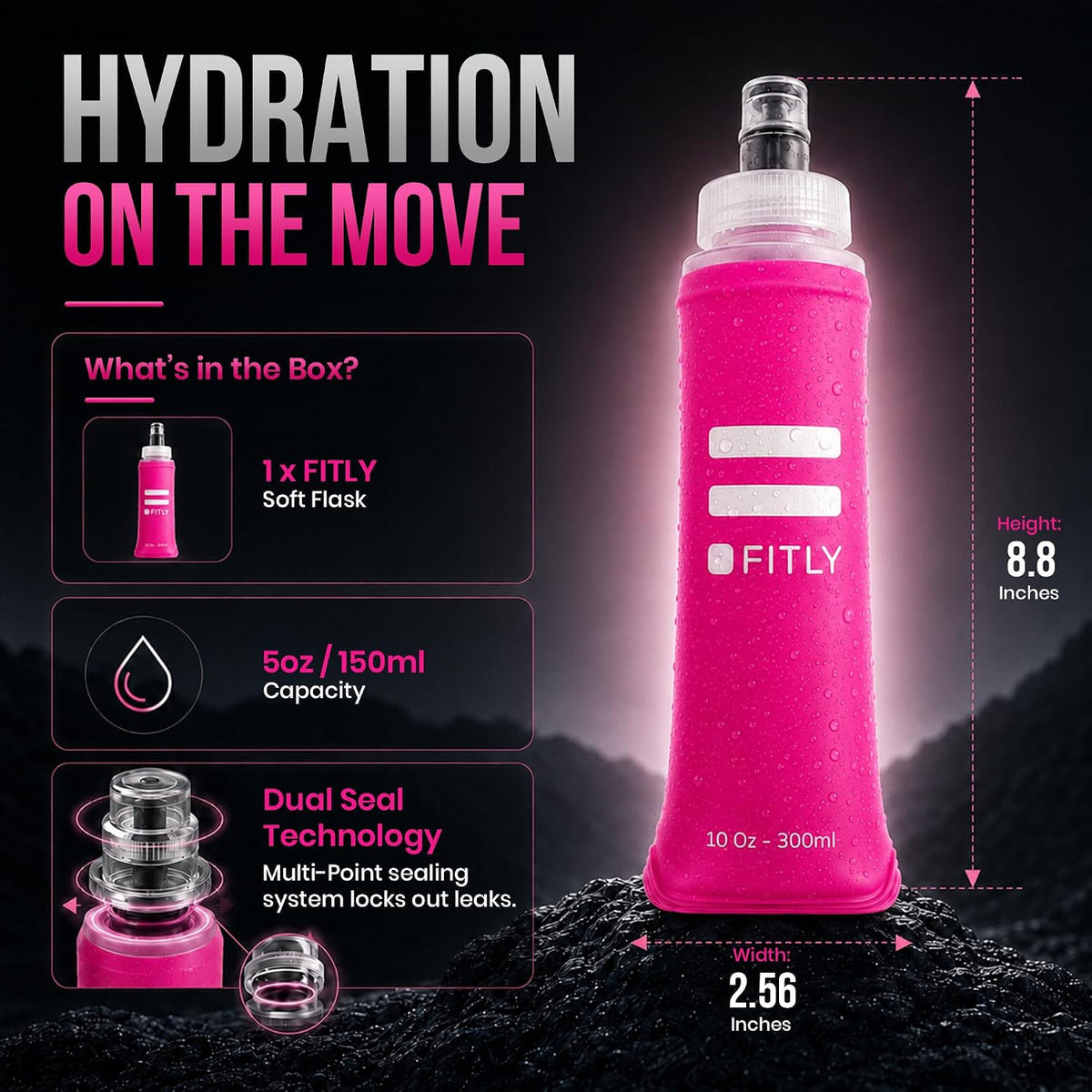 Soft Flask Running Water Bottle - Collapsible Hydration Flask