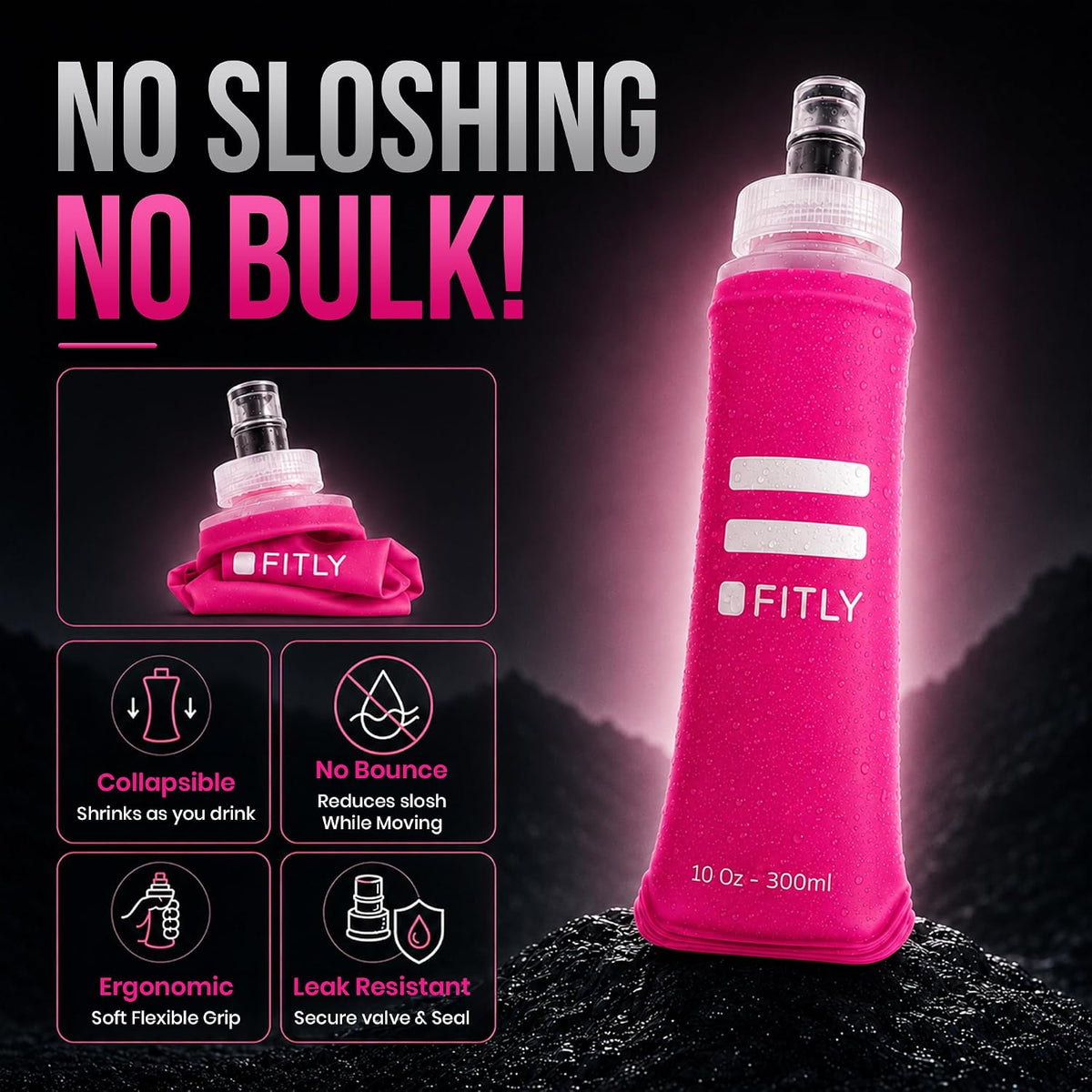 Soft Flask Running Water Bottle - Collapsible Hydration Flask