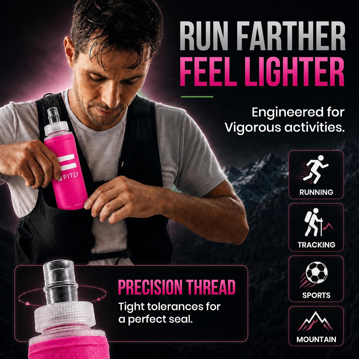 Soft Flask Running Water Bottle - Collapsible Hydration Flask