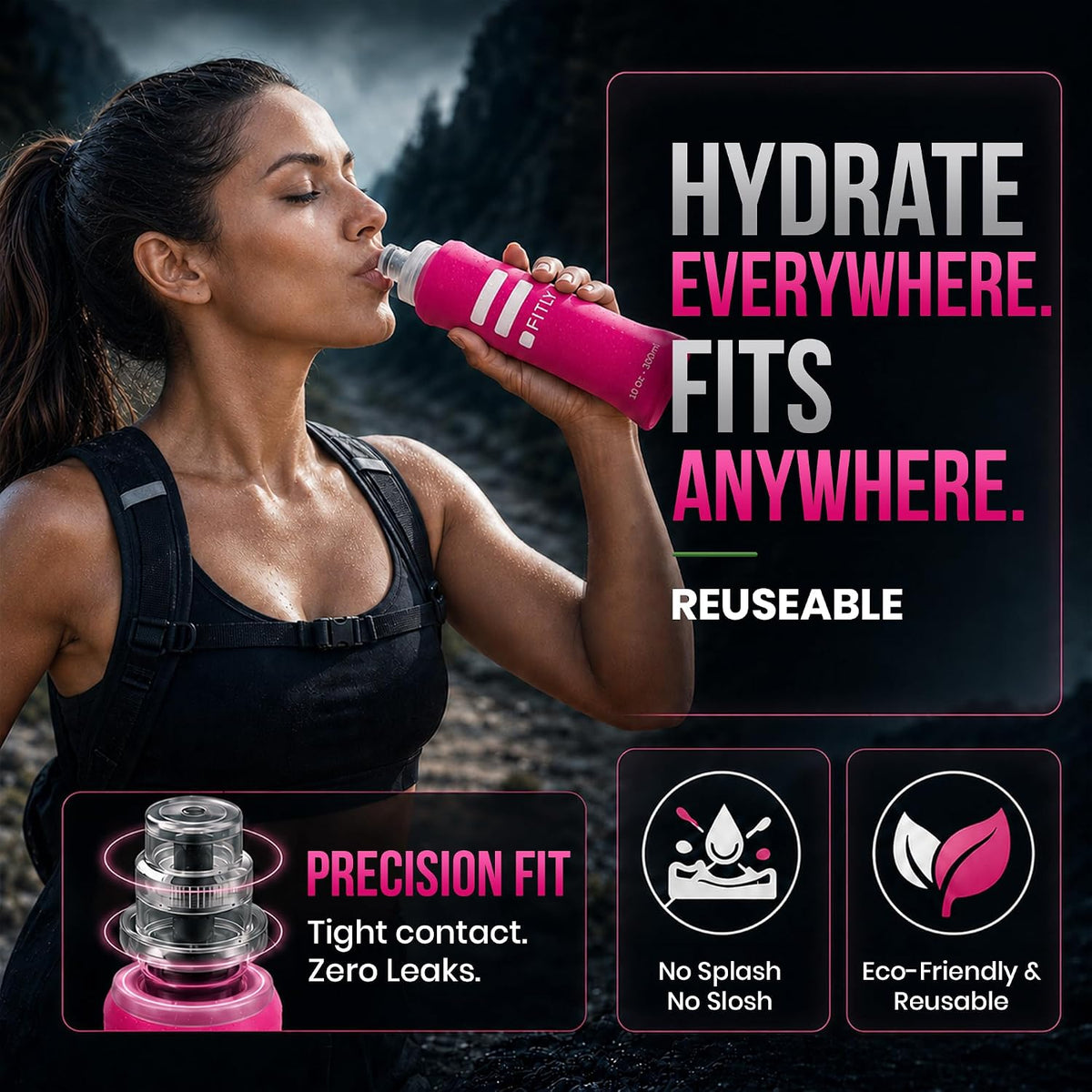 Soft Flask Running Water Bottle - Collapsible Hydration Flask