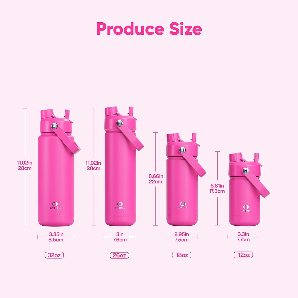 Insulated Water Bottle with Straw Stainless Steel Water Bottle, Leak-Proof, BPA-Free, Double Wall Vacuum Keeps Cold for 24 Hours for Sports, Travel, School (26 oz, Cotton Candy) - Colors A