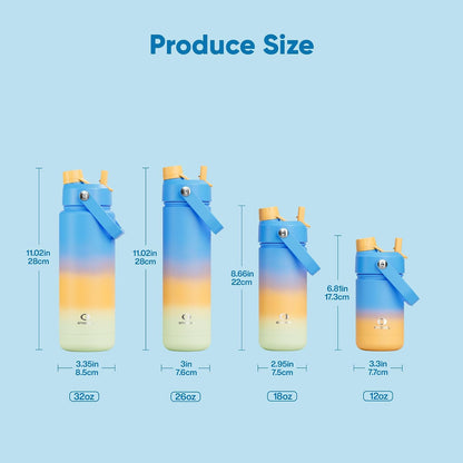 Insulated Water Bottle with Straw Stainless Steel Water Bottle, Leak-Proof, BPA-Free, Double Wall Vacuum Keeps Cold for 24 Hours for Sports, Travel, School (26 oz, Cotton Candy) - Colors A