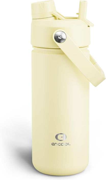 Insulated Water Bottle with Straw Stainless Steel Water Bottle, Leak-Proof, BPA-Free, Double Wall Vacuum Keeps Cold for 24 Hours for Sports, Travel, School (26 oz, Cotton Candy) - Colors A