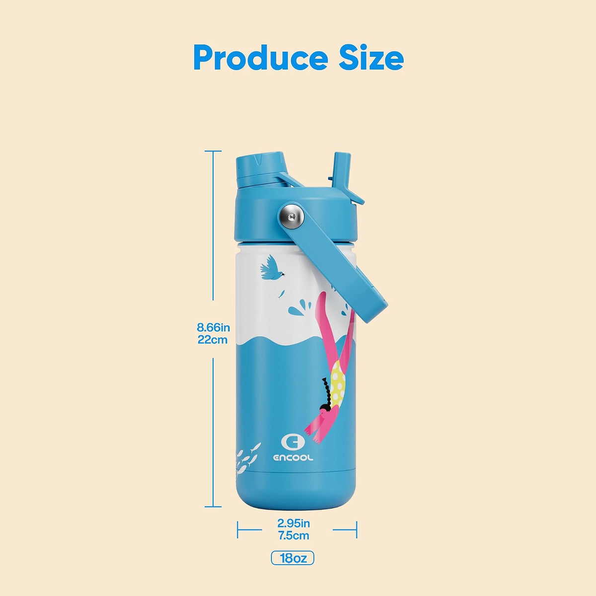 Insulated Water Bottle with Straw Stainless Steel Water Bottle, Leak-Proof, BPA-Free, Double Wall Vacuum Keeps Cold for 24 Hours for Sports, Travel, School (26 oz, Cotton Candy) - Colors A