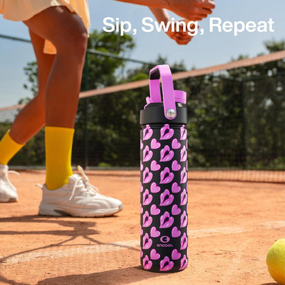 Insulated Water Bottle with Straw Stainless Steel Water Bottle, Leak-Proof, BPA-Free, Double Wall Vacuum Keeps Cold for 24 Hours for Sports, Travel, School (26 oz, Cotton Candy) - Colors A