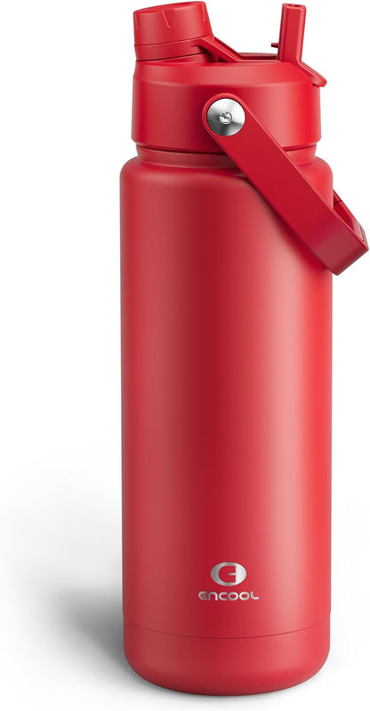 Insulated Water Bottle with Straw Stainless Steel Water Bottle, Leak-Proof, BPA-Free, Double Wall Vacuum Keeps Cold for 24 Hours for Sports, Travel, School (26 oz, Cotton Candy) - Colors A