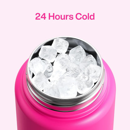 Insulated Water Bottle with Straw Stainless Steel Water Bottle, Leak-Proof, BPA-Free, Double Wall Vacuum Keeps Cold for 24 Hours for Sports, Travel, School (26 oz, Cotton Candy) - Colors A