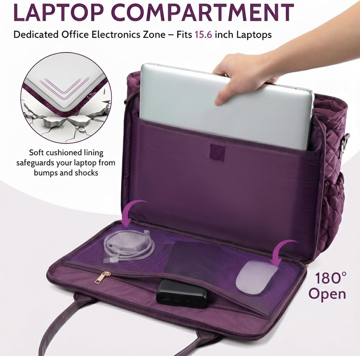 3-in-1 Insulated Lunch & Laptop Work Tote for Women, 15.6-Inch