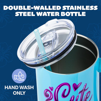 Lilo and Stitch Wink Face, Stainless Steel Tumbler, 40oz | Make Some Waves, Rhinestone, Disney, Double Walled, Includes Handle and Straw, Fits in Cup Holder, 1.18 Liters - Colors A