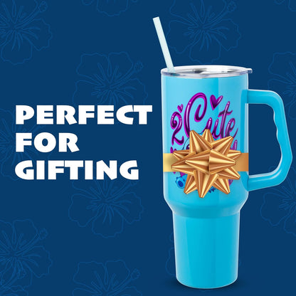Lilo and Stitch Wink Face, Stainless Steel Tumbler, 40oz | Make Some Waves, Rhinestone, Disney, Double Walled, Includes Handle and Straw, Fits in Cup Holder, 1.18 Liters - Colors A