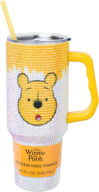 Lilo and Stitch Wink Face, Stainless Steel Tumbler, 40oz | Make Some Waves, Rhinestone, Disney, Double Walled, Includes Handle and Straw, Fits in Cup Holder, 1.18 Liters - Colors A