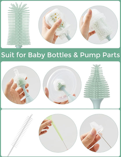 Baby Bottle Brush Kit, Push-Press Foam Design, Green