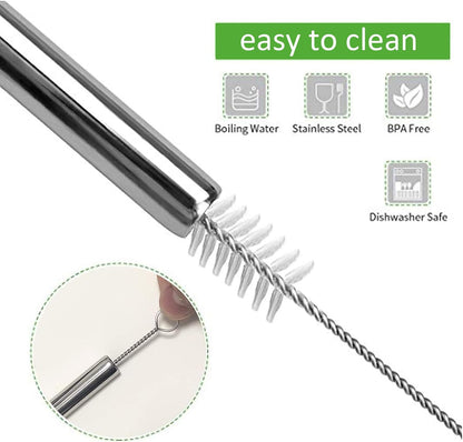 16 Pack Reusable Stainless Steel Metal Straws