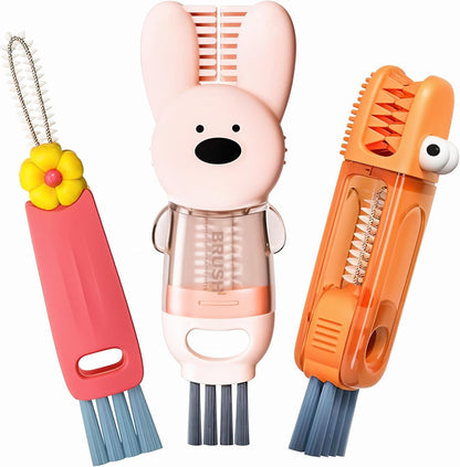 Cup Lid Cleaning Brush, 3 in 1 Cup Cleaner Brush New Multifunctional Lid Cleaner Lid Brush Cleaning Tool Multipurpose Bottle Gap Cleaner Brush Blue