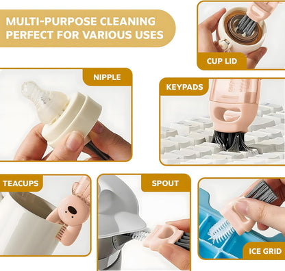 Cup Lid Cleaning Brush, 3 in 1 Cup Cleaner Brush New Multifunctional Lid Cleaner Lid Brush Cleaning Tool Multipurpose Bottle Gap Cleaner Brush Blue