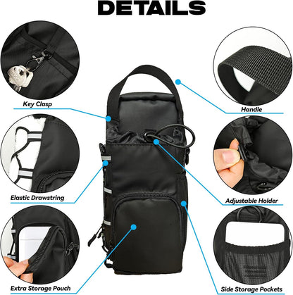 Magnetic Gym Bag, Magnetic Water Bottle Holder & Small Gym Bag, Gym Gifts for Women and Men (Black, <40 OZ)