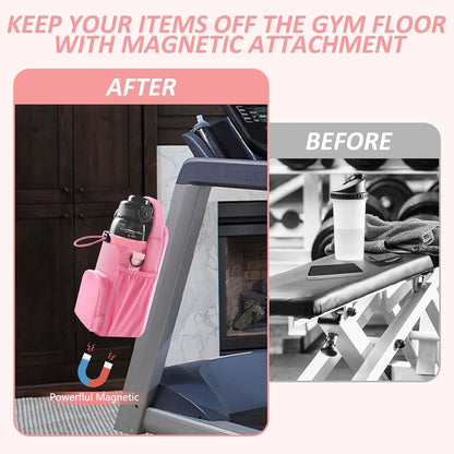 Magnetic Gym Bag, Magnetic Water Bottle Holder & Small Gym Bag, Gym Gifts for Women and Men (Black, <40 OZ)