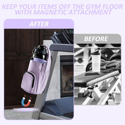 Magnetic Gym Bag, Magnetic Water Bottle Holder & Small Gym Bag, Gym Gifts for Women and Men (Black, <40 OZ)
