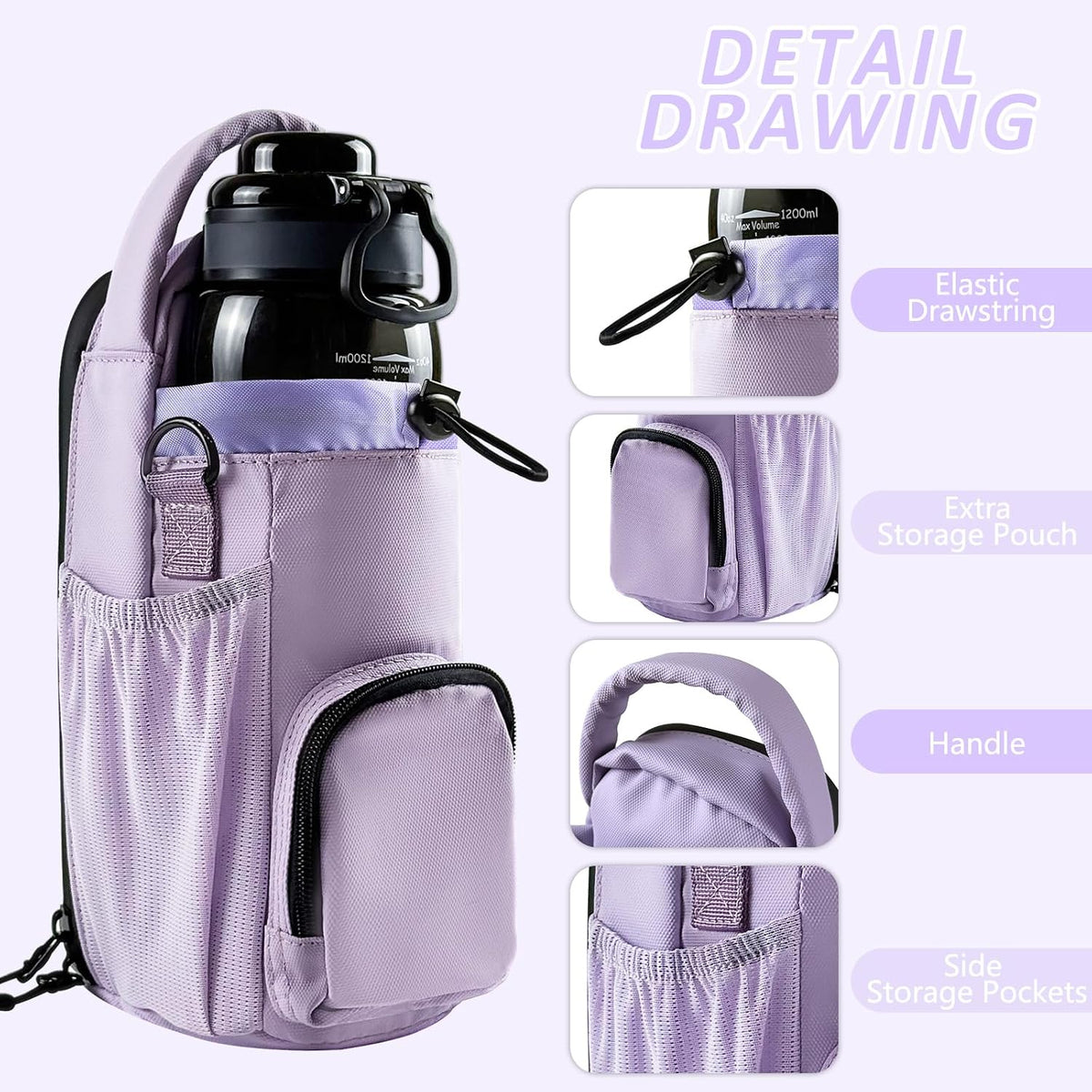 Magnetic Gym Bag, Magnetic Water Bottle Holder & Small Gym Bag, Gym Gifts for Women and Men (Black, <40 OZ)