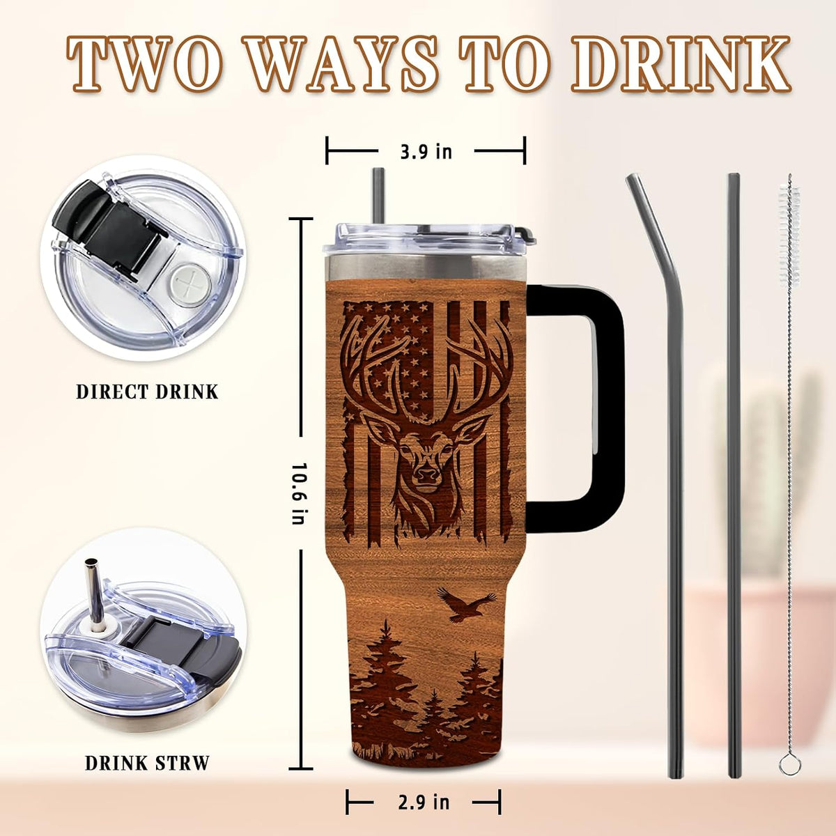 Wolf Tumbler 40oz, Insulated Wolf Cup Gifts for Man | Wolves Tumbler with Pine Trees Leakproof, Animal Print Water Bottle for Dad, Fathers Day Ideal Gifts for Wolf Lovers, 1 Pack