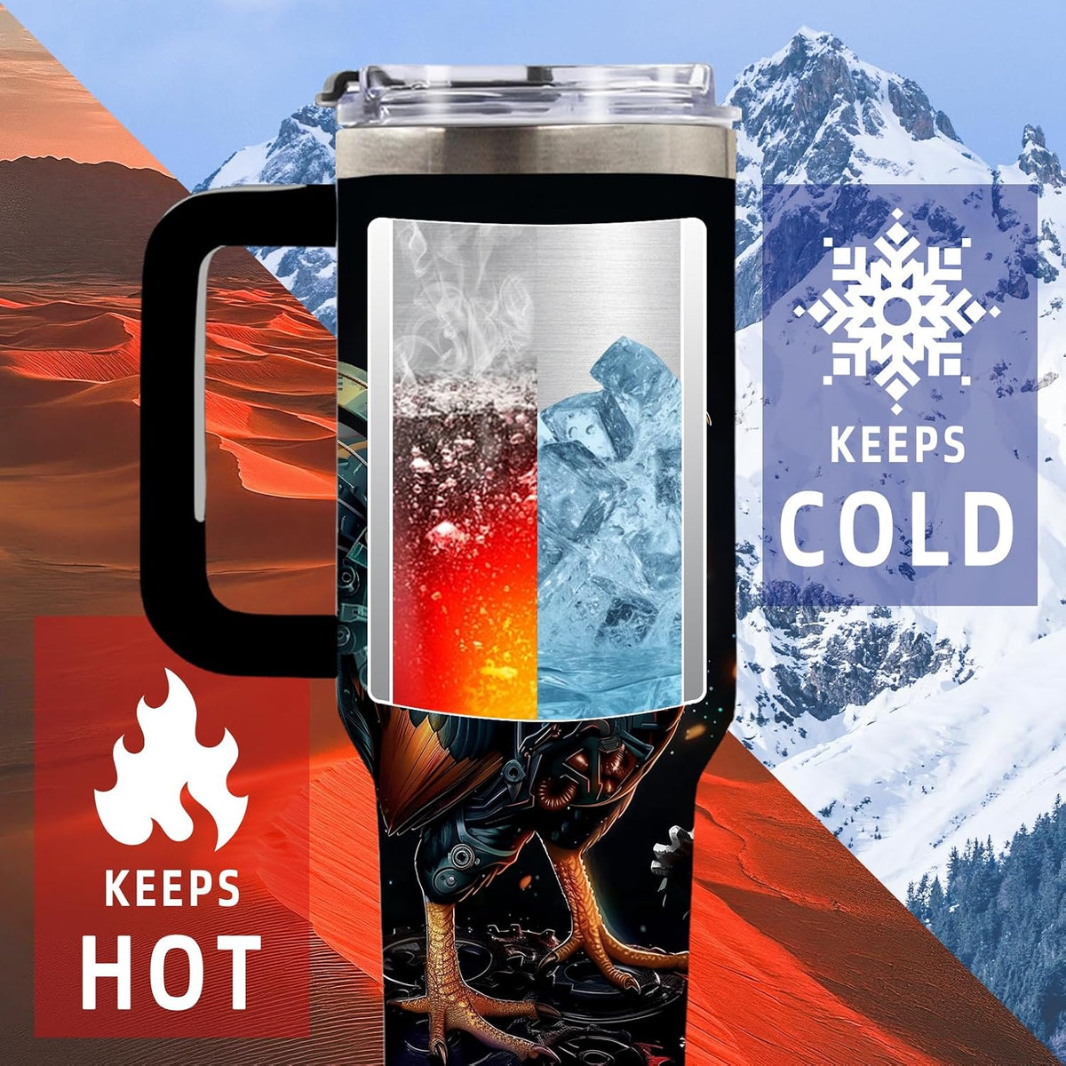 Wolf Tumbler 40oz, Insulated Wolf Cup Gifts for Man | Wolves Tumbler with Pine Trees Leakproof, Animal Print Water Bottle for Dad, Fathers Day Ideal Gifts for Wolf Lovers, 1 Pack
